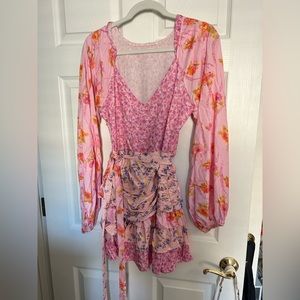 Pink Floral Long Sleeve Dress